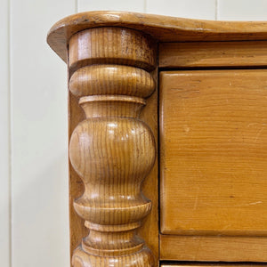 An Antique English or Cornish Pine Chest of Drawers Dresser on Castors c1890