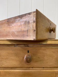 An Antique English Pine Chest of Drawers Dresser with Wooden Knobs