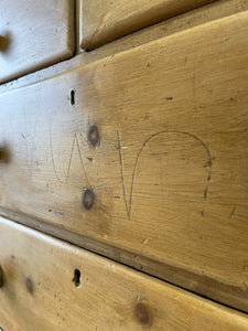 An Antique English Pine Chest of Drawers Dresser with Wooden Knobs
