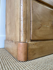 An Antique English Pine Chest of Drawers Dresser with Wooden Knobs