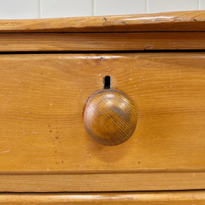An Antique English or Cornish Pine Chest of Drawers Dresser on Castors c1890