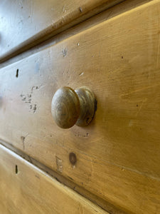 An Antique English Pine Chest of Drawers Dresser with Wooden Knobs