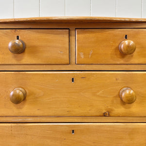 An Antique English or Cornish Pine Chest of Drawers Dresser on Castors c1890