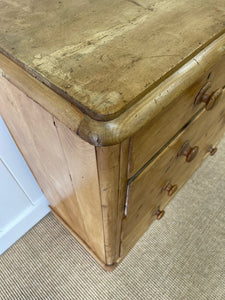 An Antique English Pine Chest of Drawers Dresser with Wooden Knobs