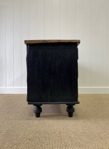 An Ebonized English Country Pine Buffet Sideboard with "Dog Kennel" center c1860