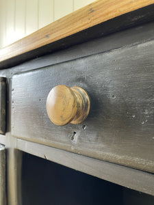 An Ebonized English Country Pine Buffet Sideboard with "Dog Kennel" center c1860
