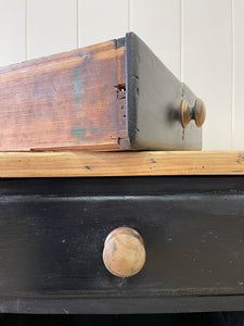 An Ebonized English Country Pine Buffet Sideboard with "Dog Kennel" center c1860