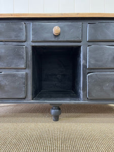 An Ebonized English Country Pine Buffet Sideboard with "Dog Kennel" center c1860