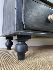 An Ebonized English Country Pine Buffet Sideboard with "Dog Kennel" center c1860