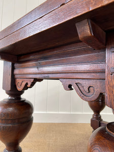 An English Country Oak Cup and Cover Draw Leaf Dining Table c1890