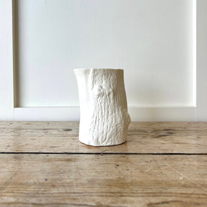 A Vintage Faux Bois Planter, Matte White Pot