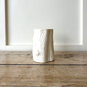 A Vintage Faux Bois Planter, Matte White Pot