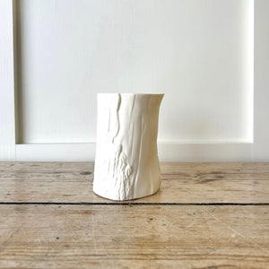 A Vintage Faux Bois Planter, Matte White Pot