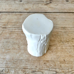 A Vintage Faux Bois Planter, Matte White Pot