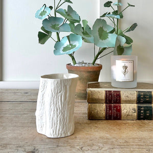 matte white planter pot A Vintage Faux Bois Planter, Matte White Pot – The Parsons Nose Antiques