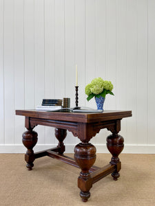 An English Country Oak Cup and Cover Draw Leaf Dining Table c1890