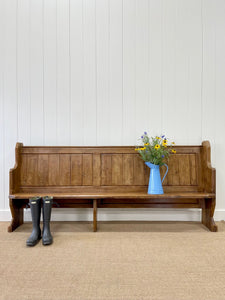An Antique English Pine 8ft Bench c1890