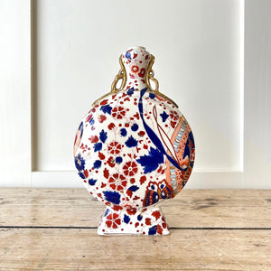 Antique English Moon Flask Vase Imari Style