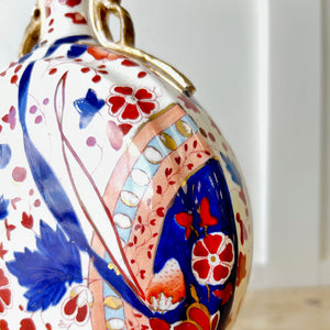 Antique English Moon Flask Vase Imari Style
