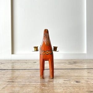 Antique Hand Painted Horse Candle Holder