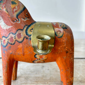 Antique Hand Painted Horse Candle Holder