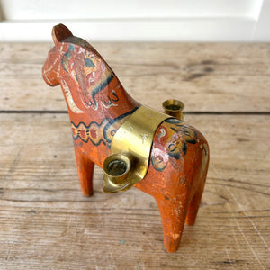 Antique Hand Painted Horse Candle Holder