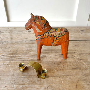 Antique Hand Painted Horse Candle Holder