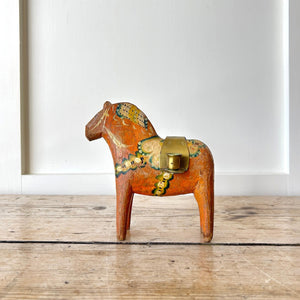 Antique Hand Painted Swedish Dala Horse Candle Holder