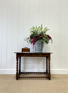 Antique English Country Solid Oak 18th Century Console Table