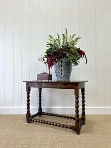 Antique English Country Solid Oak 18th Century Console Table