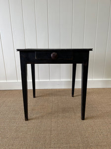 Antique English Country Ebonized Oak and Pine Side Table c1800