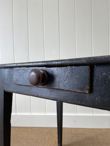 Antique English Country Ebonized Oak and Pine Side Table c1800