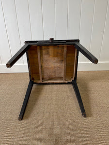 Antique English Country Ebonized Oak and Pine Side Table c1800