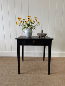 Antique English Country Ebonized Oak and Pine Side Table c1800