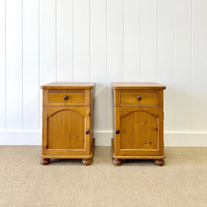 A Charming Pair of Antique English Pine Nightstands