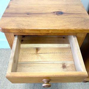 A Charming Pair of Antique English Pine Nightstands