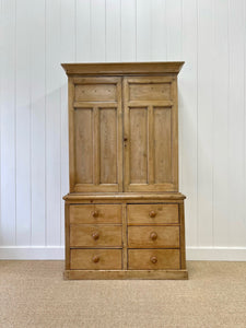 A Large 19th Century English Pine Linen Press Cupboard