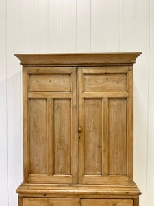 A Large 19th Century English Pine Linen Press Cupboard