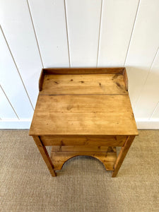An English Country Pine Galleried Nightstand or Side Table