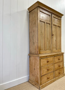 A Large 19th Century English Pine Linen Press Cupboard