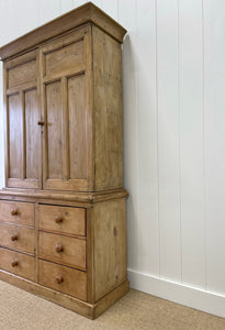A Large 19th Century English Pine Linen Press Cupboard