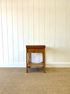 An English Country Pine Galleried Nightstand or Side Table