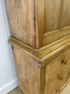 A Large 19th Century English Pine Linen Press Cupboard