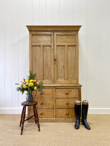 A Large 19th Century English Pine Linen Press Cupboard