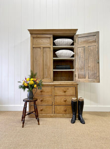 A Large 19th Century English Pine Linen Press Cupboard