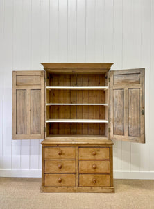 A Large 19th Century English Pine Linen Press Cupboard