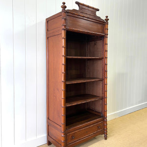 An Antique French Faux Bamboo Open Bookcase Cupboard