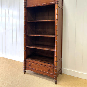 An Antique French Faux Bamboo Open Bookcase Cupboard