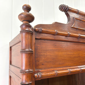 An Antique French Faux Bamboo Open Bookcase Cupboard