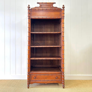 An Antique French Faux Bamboo Open Bookcase Cupboard